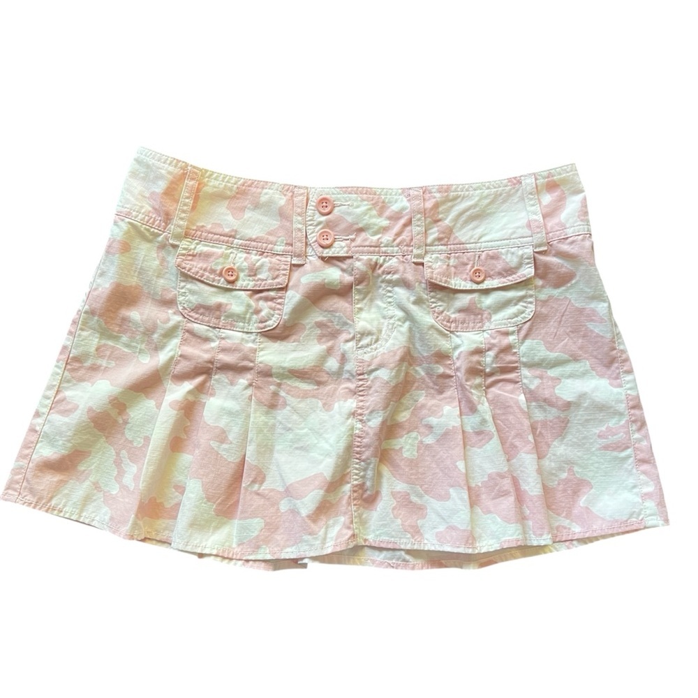 Y2K Old Navy Pink Camo Cargo Mini Skirt Low Rise Pleated Size 8